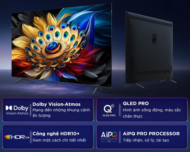 Google Tivi QLED TCL 4K 65 inch 65C655 style 2024, giá tốt - hình ảnh sản phẩm
