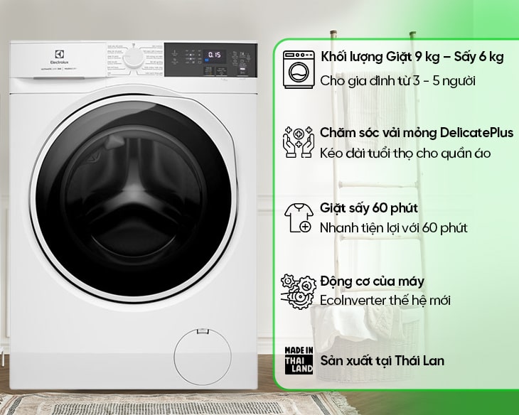 Máy giặt sấy Electrolux 9/6 kg EWW9024P3WC type 2024 - hình ảnh sản phẩm